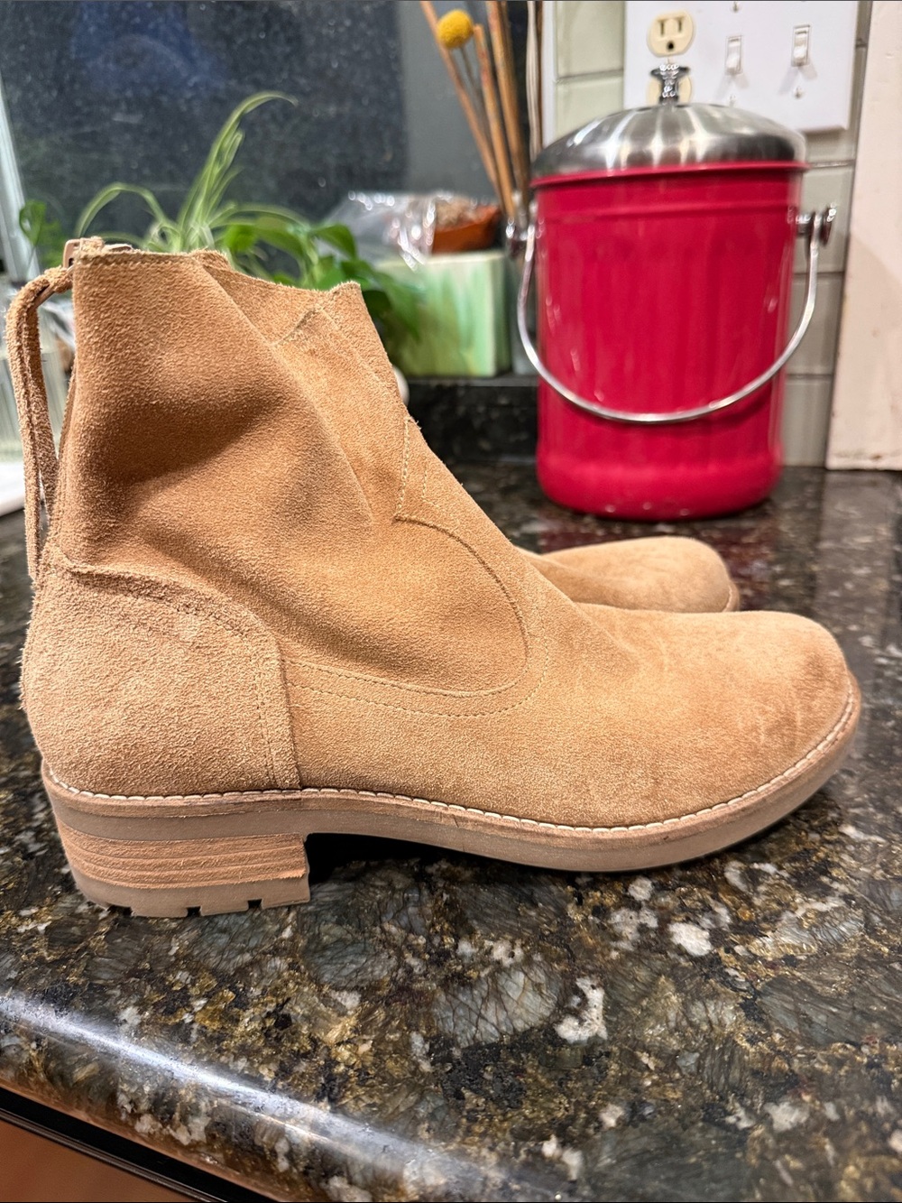 Women's Suede Ankle Booties - Tan